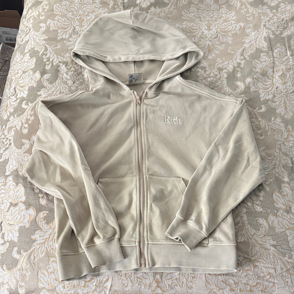 Kith Kids Beige Zip-Up Hoodie- M